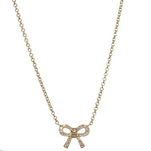 14k Yellow Gold and Diamond Bow Necklace